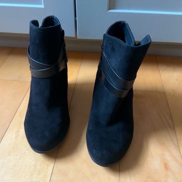 Black High Heel Ankle Boots, Wide - Picture 1 of 6